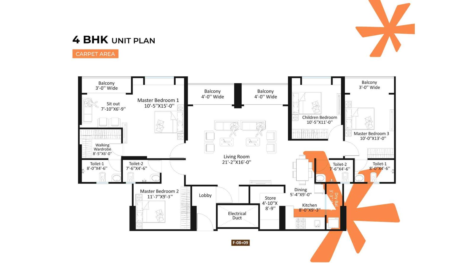 Kanifnath-KP-Supernova-Floor-Plan-4BHK